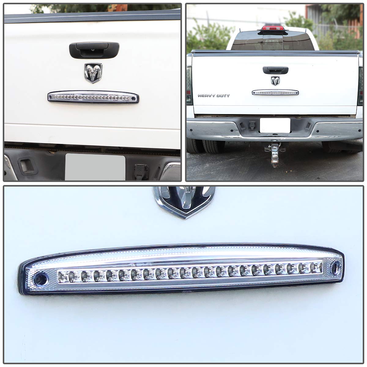 DNA Motoring TGL-DRAM03-LED-CH Full LED Rear Center Tailgate Light Brake Lamp - Compatible with Most SUVs & Trucks for Enhanced Visibility & Safety at Night Driving