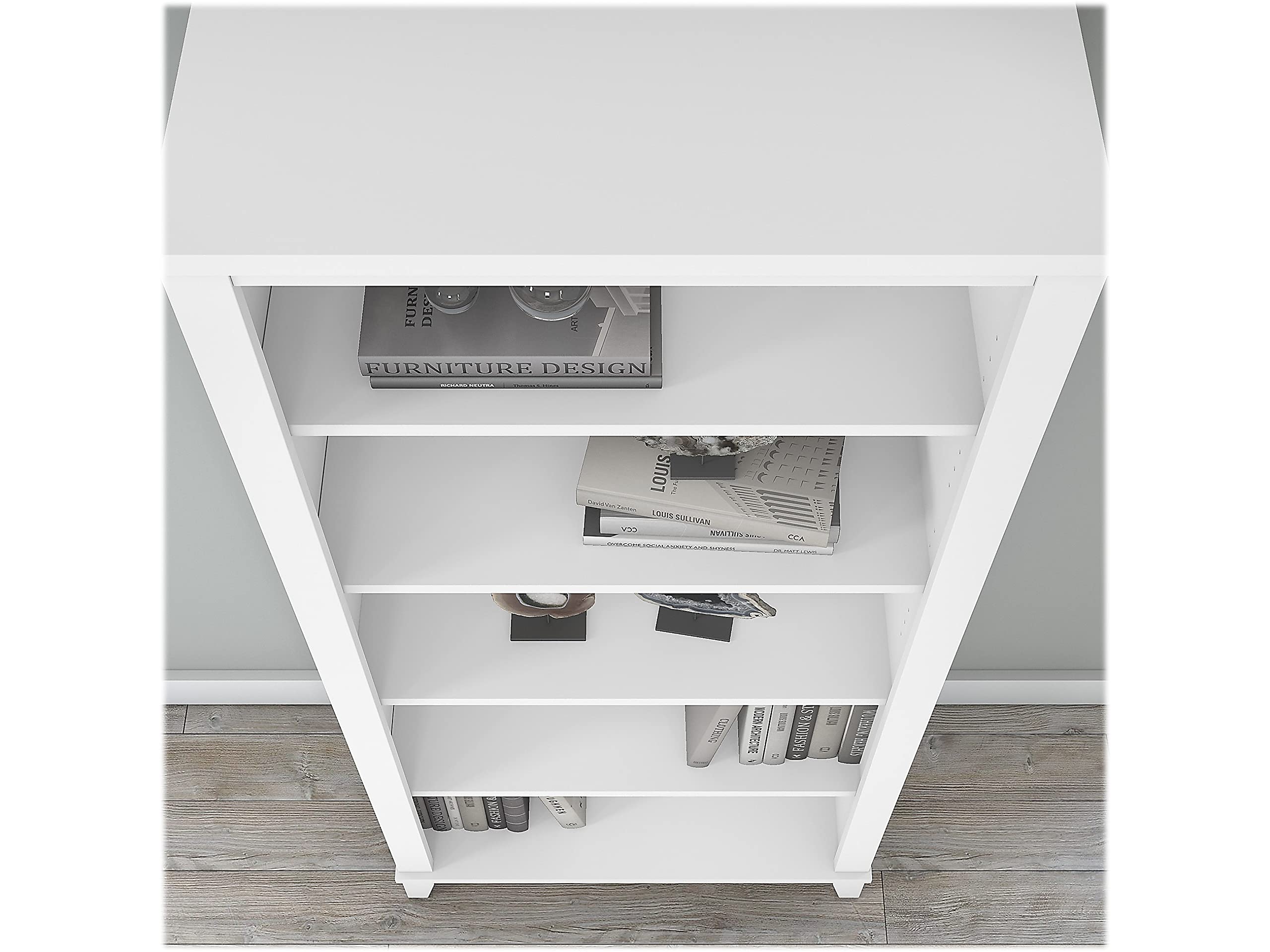 Bush Furniture Somerset Tall 5 Shelf Bookcase in White - Modern Bookshelf for Living Room, Office, Bedroom & Study - Sturdy Storage for Books, Decor & Essentials