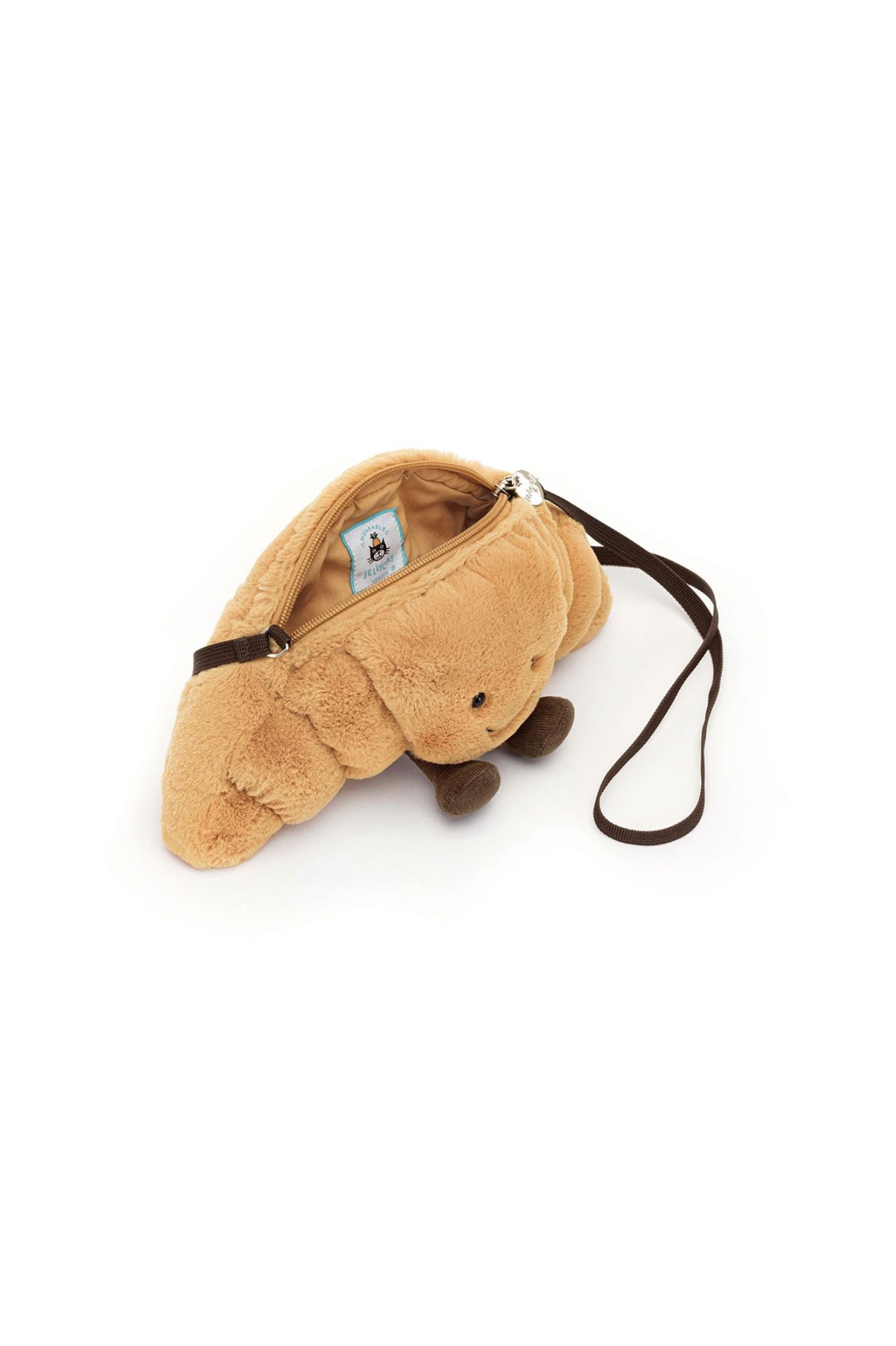 Jellycat Amuseables Croissant Bag - Soft Plush Bread-Shaped Handbag for Women & Girls | Perfect for Everyday Use, Cosplay & Gift Giving
