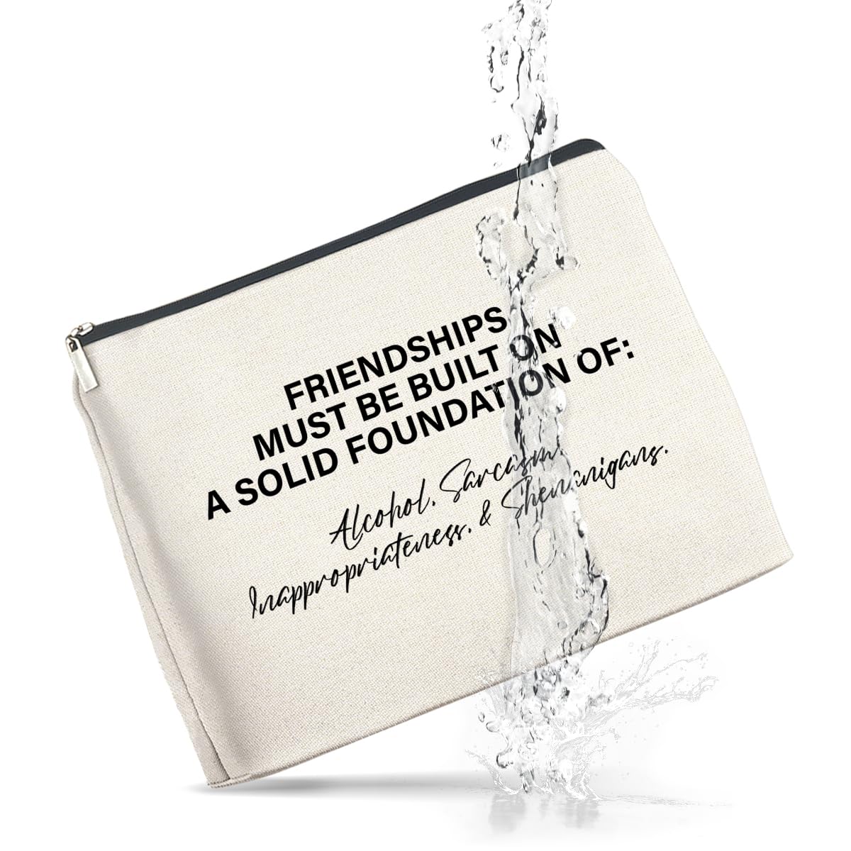Funny Friendship Makeup Bag for Women - Bestie Gift for Travel & Daily Use