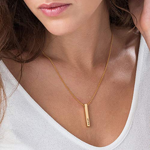 Personalized Name Engraved Bar Necklace - Custom Vertical Bar Pendant in Sterling Silver/Copper - Unique Birthday Gift for Women, Girlfriend, Wife - Perfect for Anniversaries, Valentine's Day & Special Occasions
