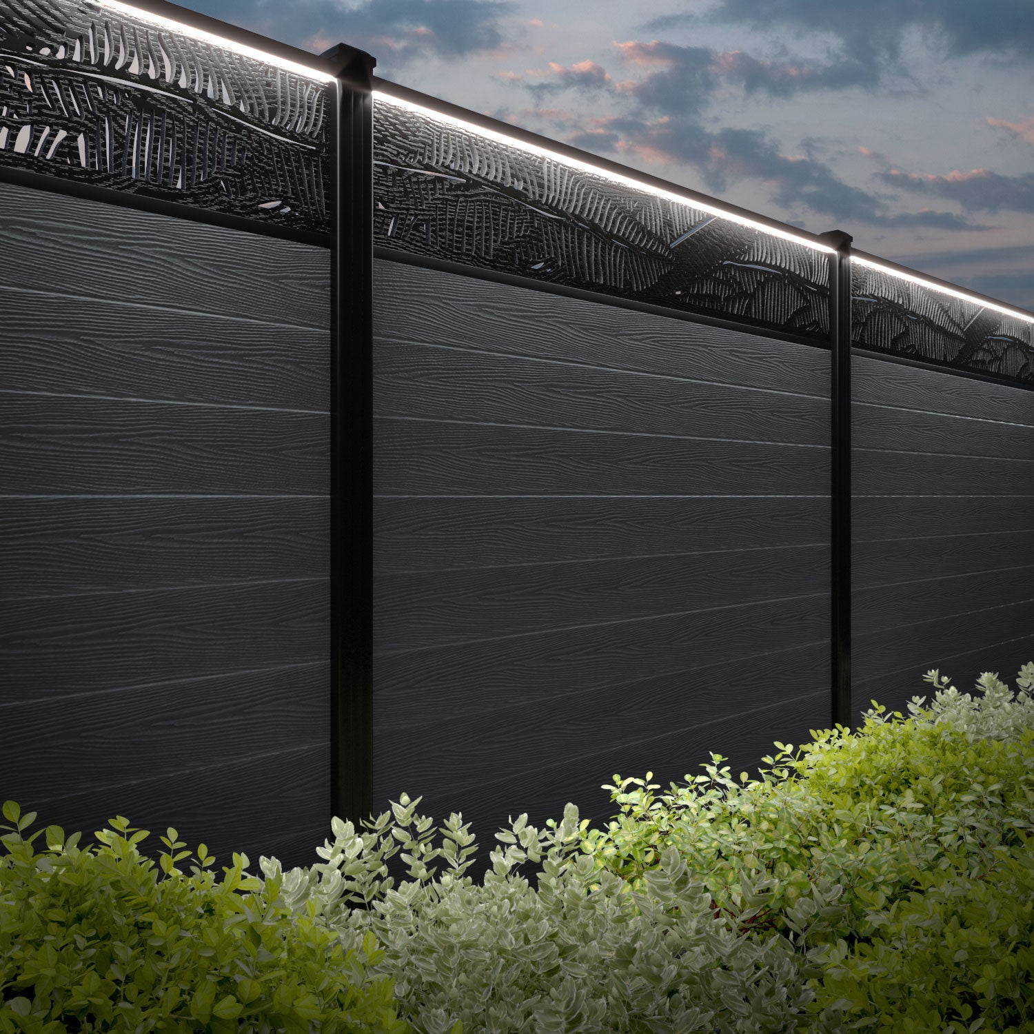Classic Feather Fence Panel in Anthracite - Durable Aluminum Posts for Garden Privacy & Outdoor Decoration | Perfect for Backyard, Patio, and Poolside Landscaping