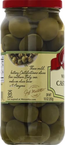 Mezzetta Whole Castelvetrano Italian Green Olives, 10 oz Jar | Premium Imported Sicilian Olives | Perfect for Charcuterie Boards, Salads & Cocktails