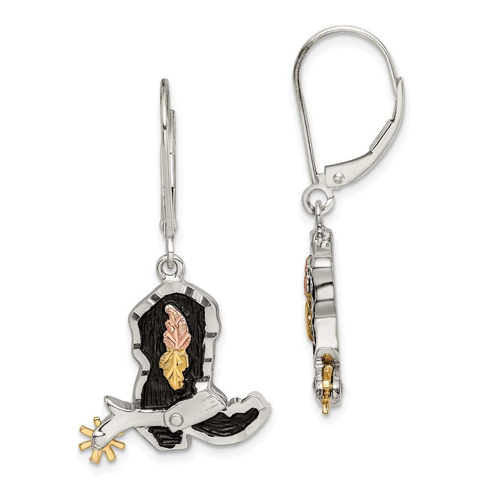 Vintage Sterling Silver & 12K Gold Antiqued Cowboy Boot Earrings with 10K Spur Charms - Perfect for Western Fashion, Country Concerts & Cowgirl Style Accessories