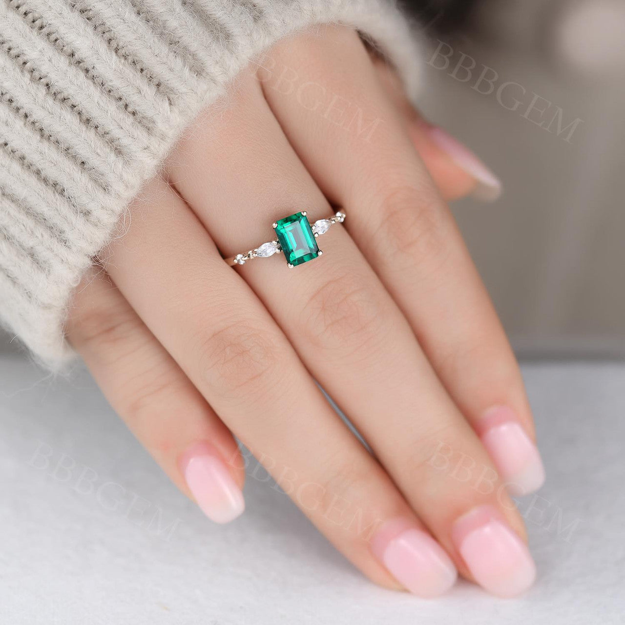 1CT Emerald Cut Lab-Created Moissanite Ring in Rose Gold – Perfect for Engagement, Wedding, Anniversary & Everyday Elegance