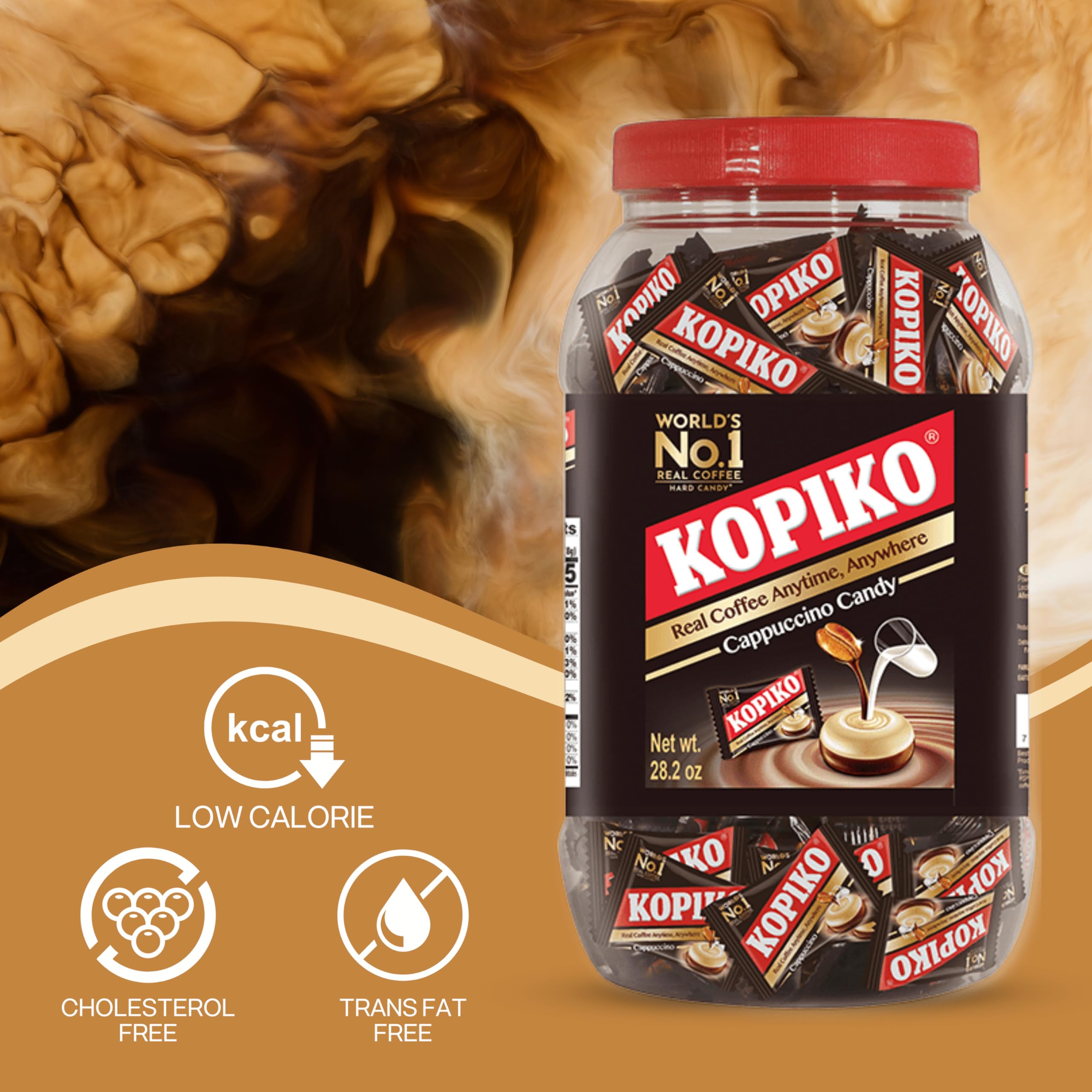 Kopiko Cappuccino Coffee Candy Bundle - 28.2 Oz Jar with Premium Resealable Rumadle Bag | Authentic Indonesian Coffee Flavor | Perfect for Office Snacks, Travel Treats & Coffee Lovers Gifts