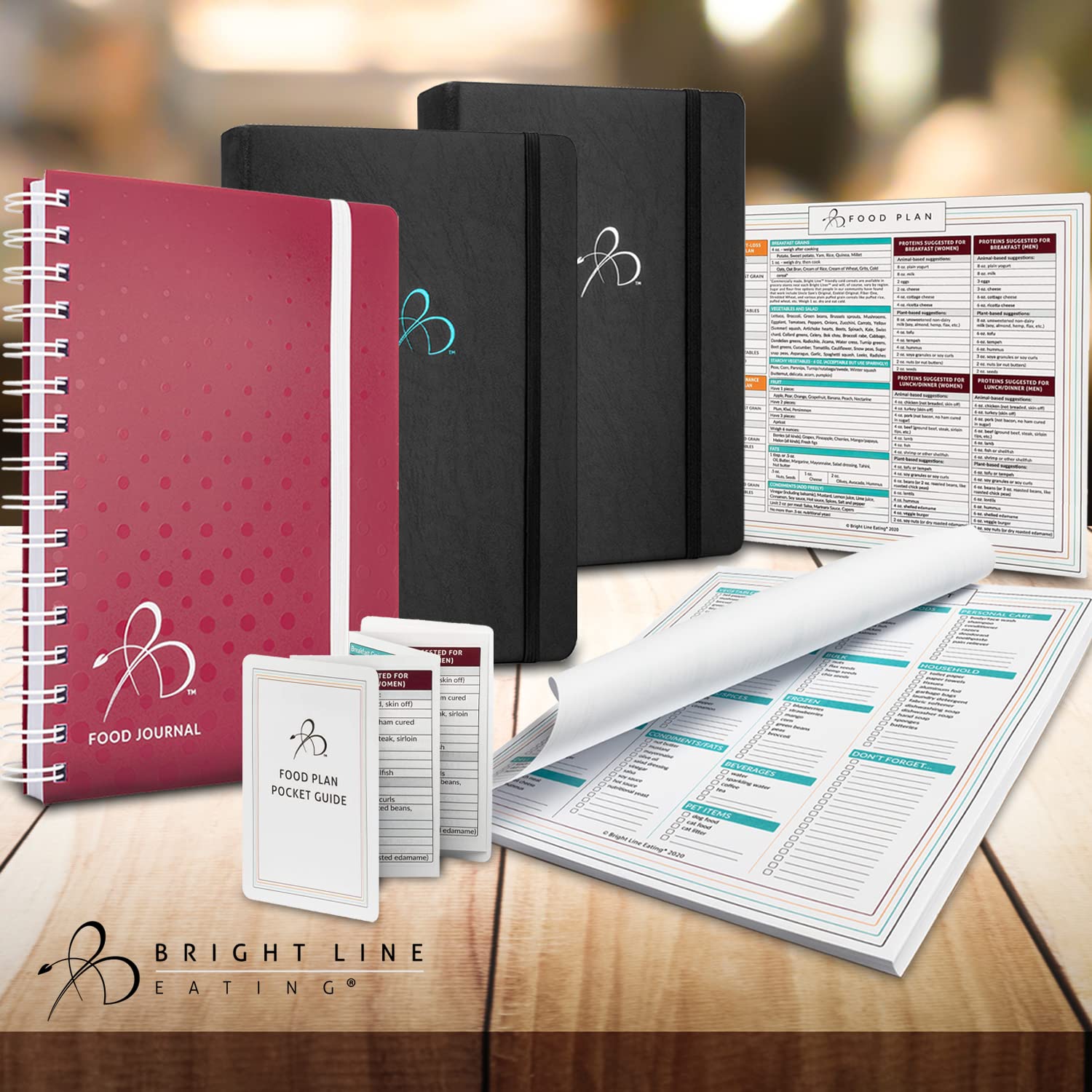 Bright Line Eating Bundle – BLE Journal Collection (Berry), Gratitude Journal, 5-Year Journal, Shopping List, Food Plan Magnet & Pocket Guide | Weight Loss Journal Set for Meal Planning & Healthy Lifestyle Tracking