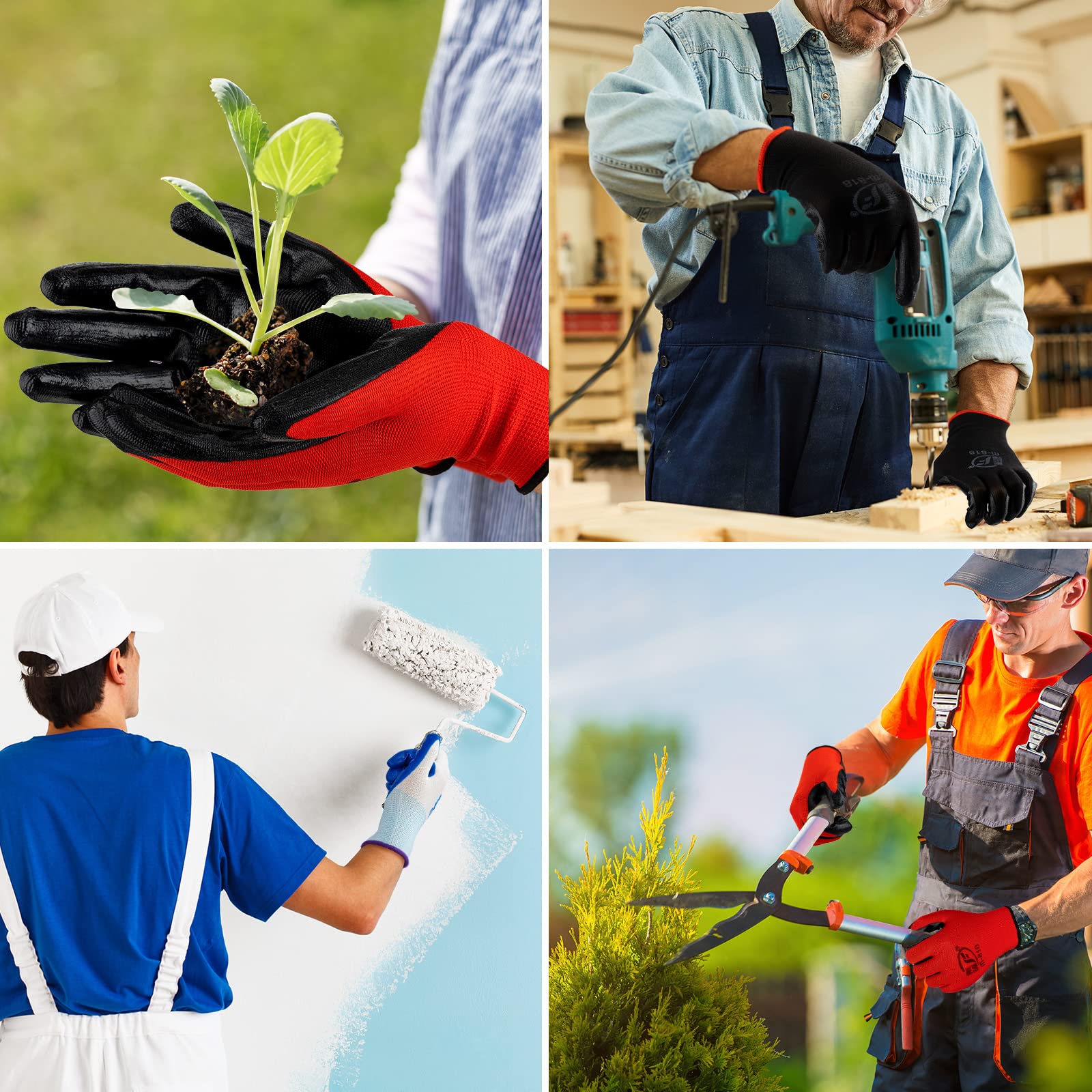 Breathable Rubber Coated Gardening Gloves for Men & Women - 9.1 Inch Durable Work Gloves for Planting, Weeding & Outdoor Yard Work