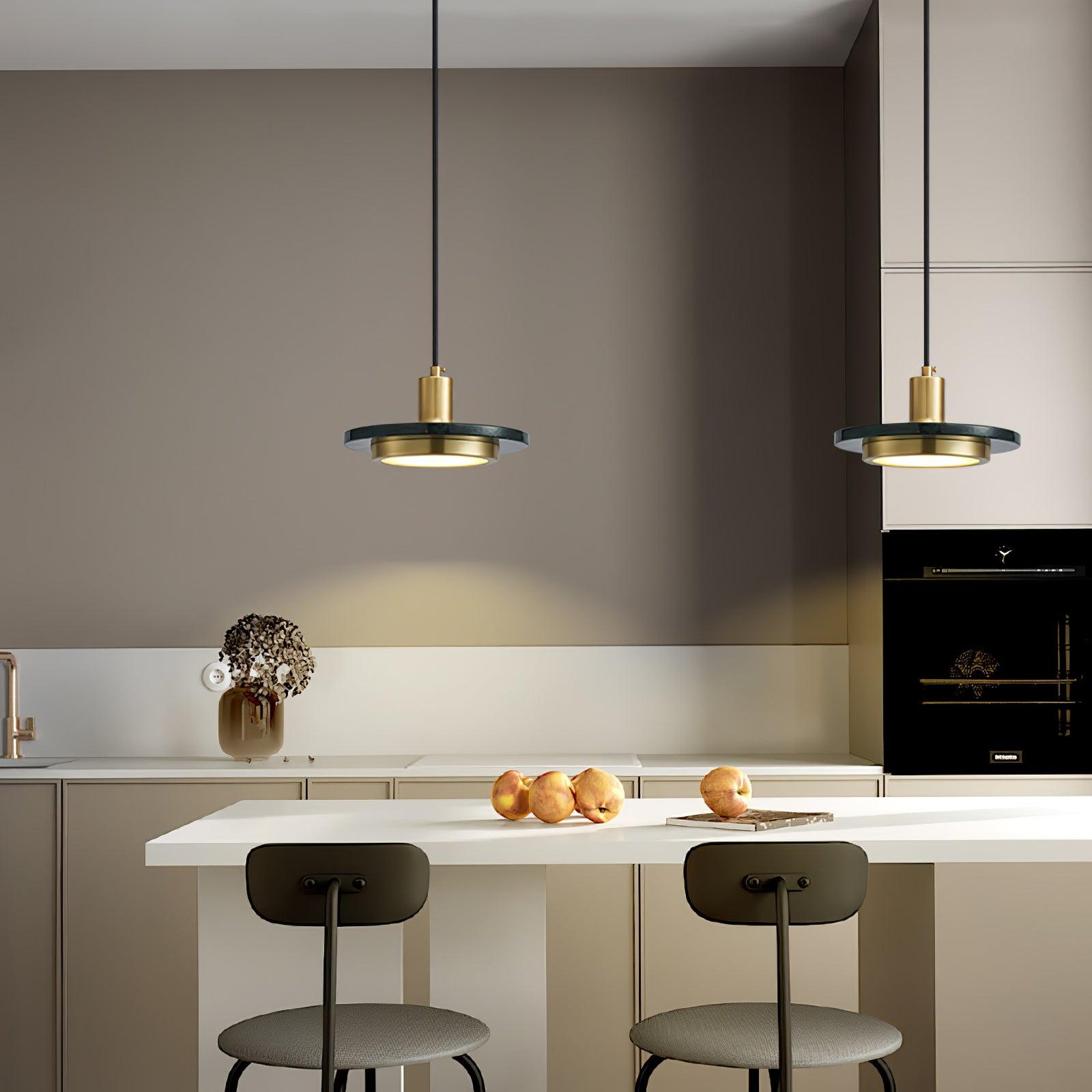 Modern Double Circle Pendant Light Fixture - Industrial Chic Hanging Lamp for Kitchen Island, Dining Room & Living Room Decor