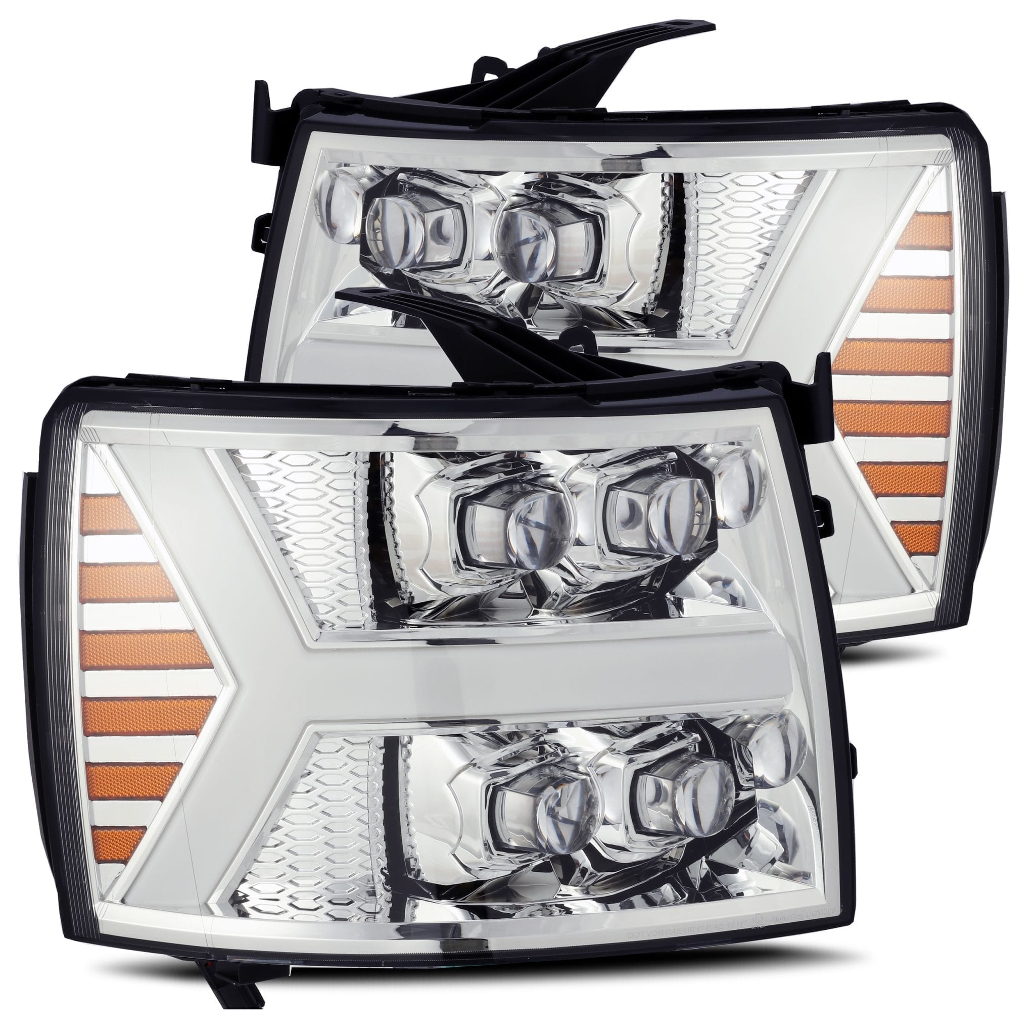 2007-2013 Chevrolet Silverado NOVA Series LED Projector Headlights - Chrome Housing - Alpha Rex 880207 - Upgrade Your Truck's Lighting for Night Driving & Off-Road Adventures