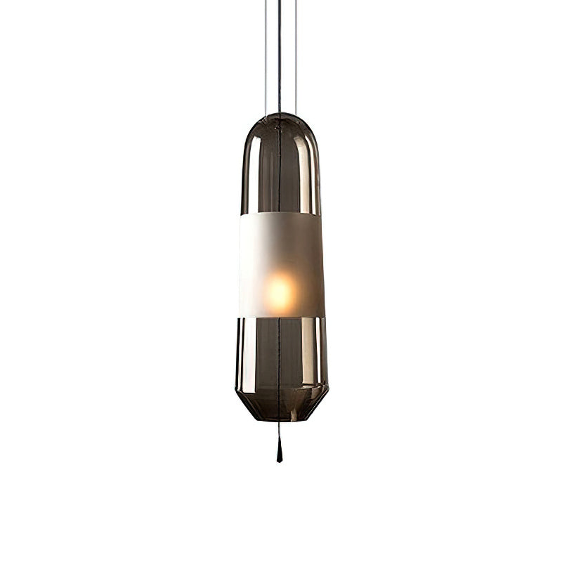 Modern Glass Pendant Light with Capsule Design - Elegant Hanging Fixture for Kitchen Island, Dining Room, or Bedroom Lighting
