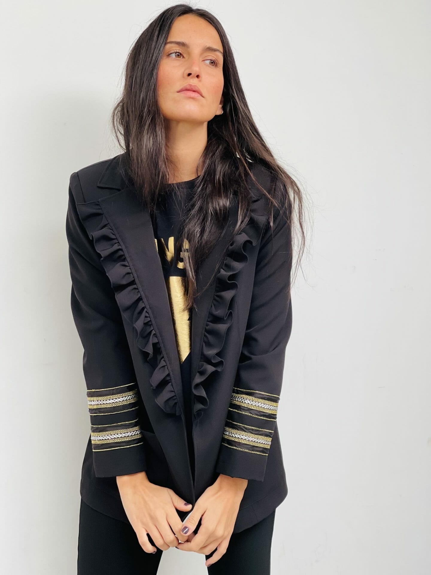 Black Flared Blazer with Zipper Details - Elegant Urban Style for Women | Perfect for Office Wear, Night Out & Special Occasions