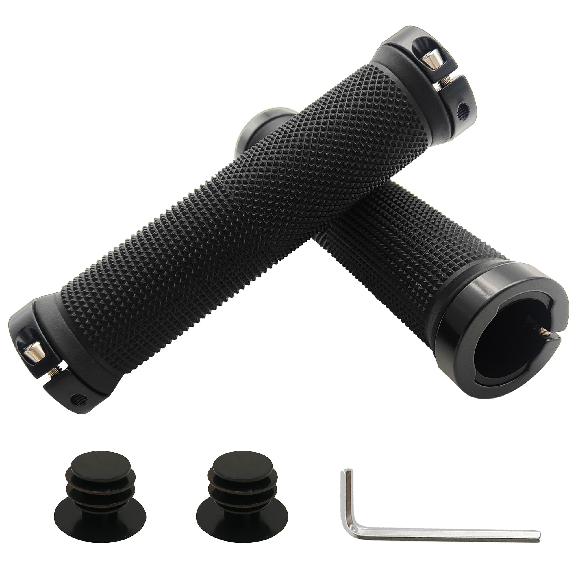 Premium MTB Bike Handlebar Grips - Ergonomic Elastic Grainy Design with Double Lock for BMX, E-Bike, Scooter & Urban Bicycles | Ideal for Commuting, Off-Roading & Long Rides