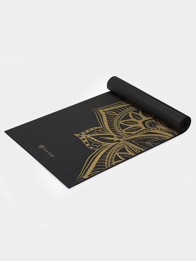 Premium Gaiam Bronze Medallion 6mm Thick Non-Slip Yoga Mat - Perfect for Hot Yoga, Pilates & Home Workouts