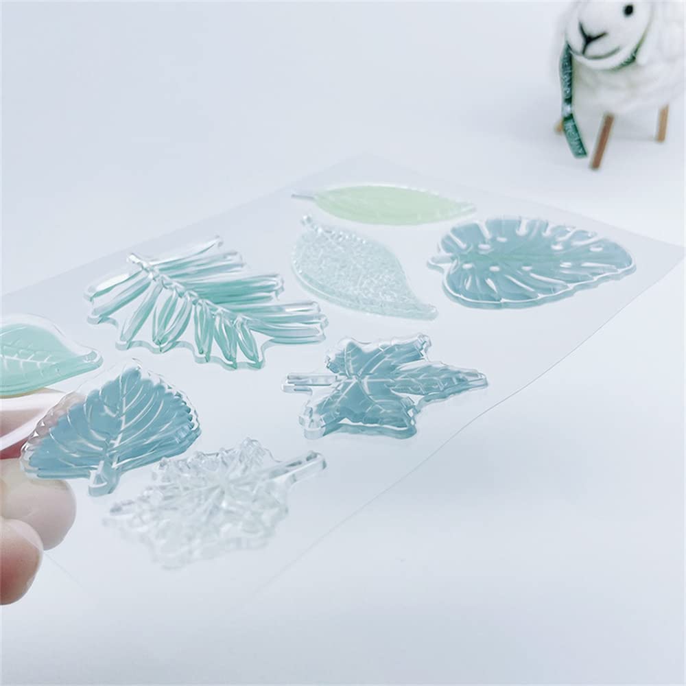 8pcs Summer Autumn Foliage Leaves Clear Stamps for Card Making, Scrapbooking, DIY Crafts - Transparent Silicone Stamps for Embossing, Album Decor, Journaling & Gift Wrapping (Perfect for Seasonal Greeting Cards and Handmade Decorations)