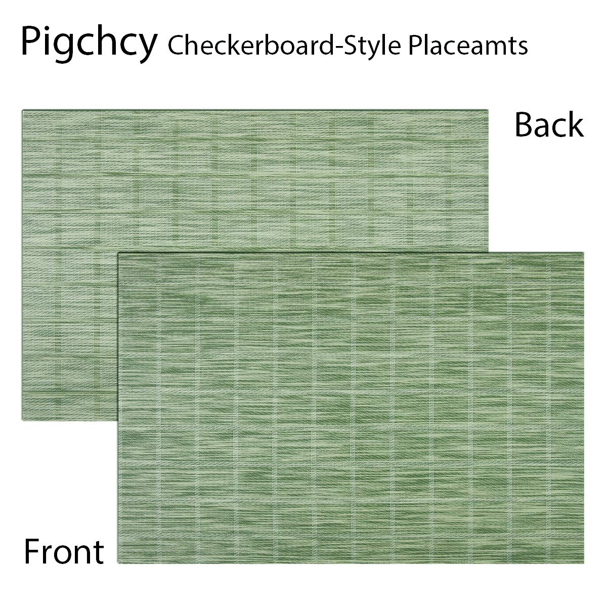 PIGCHCY Set of 6 Woven Heat-Resistant Placemats - Washable & Easy Clean Table Mats for Dining Room Decor (Pear Green) | Perfect for Farmhouse Style Kitchens, Rustic Dinner Parties & Holiday Table Settings