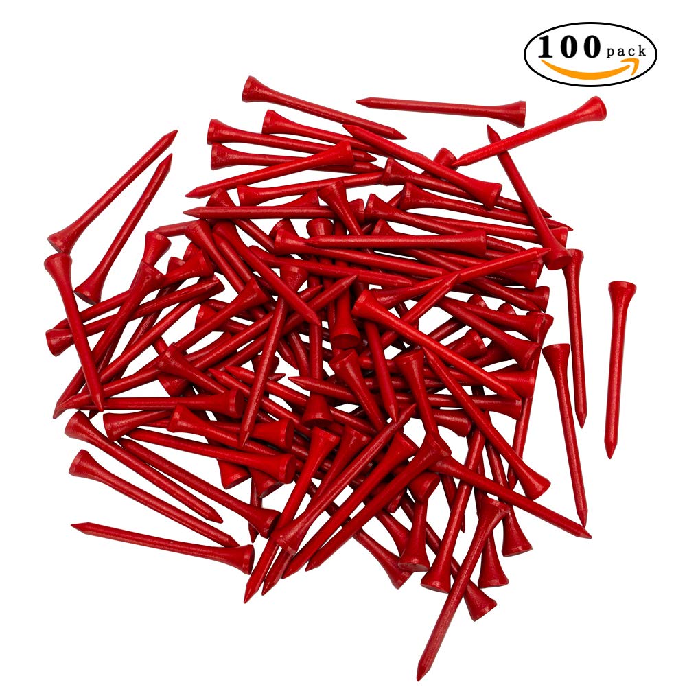 THIODOON Professional Natural Wood Golf Tees - Pack of 100 (3-1/4