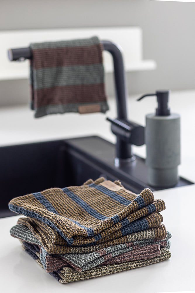 METTE DITMER Elvira Tea Towel - Premium Cotton Kitchen Towel for Drying Dishes, Hands & Cleaning (Sand Color) - Perfect for Kitchen, Dining & Hosting Gifts