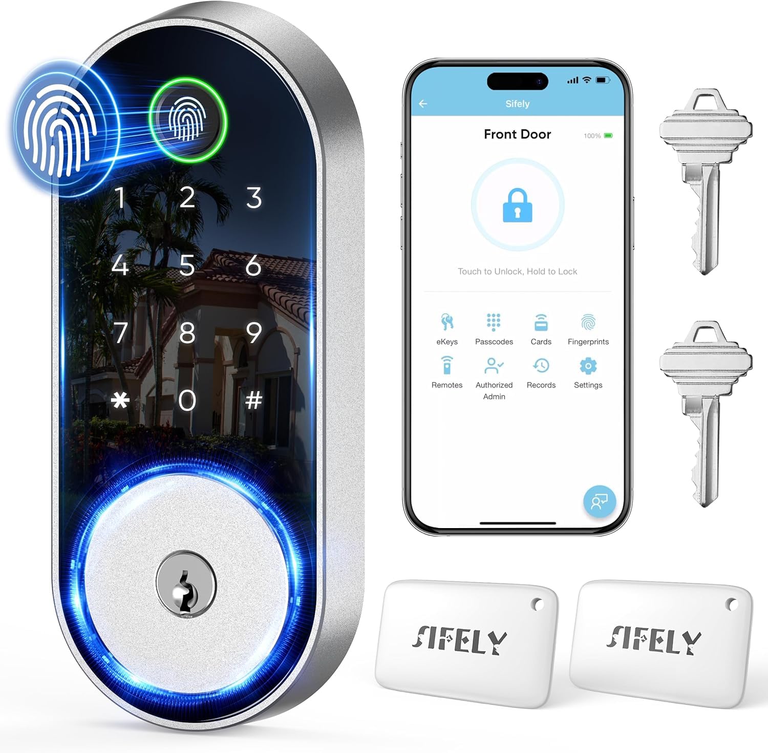 Smart Keyless Entry Door Lock - Electronic Fingerprint & Keypad Deadbolt for Front Doors, Entry & Exterior Doors - Secure Digital Lock with Code Access (Nickel Finish) - Perfect for Homes, Apartments & Vacation Rentals