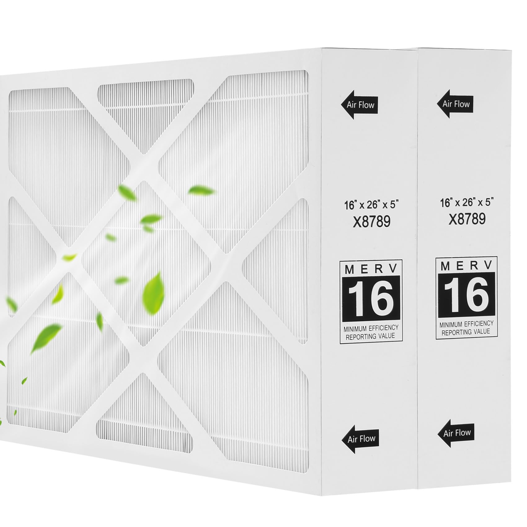 Miory X8789 MERV 16 Air Filter 16x26x5 Inch - 2 Pack Carbon Clean Furnace Filter Compatible with Lennox X8789 & PureAir PCO16-28 Air Cleaner - Perfect for Home HVAC Systems & Allergy Relief