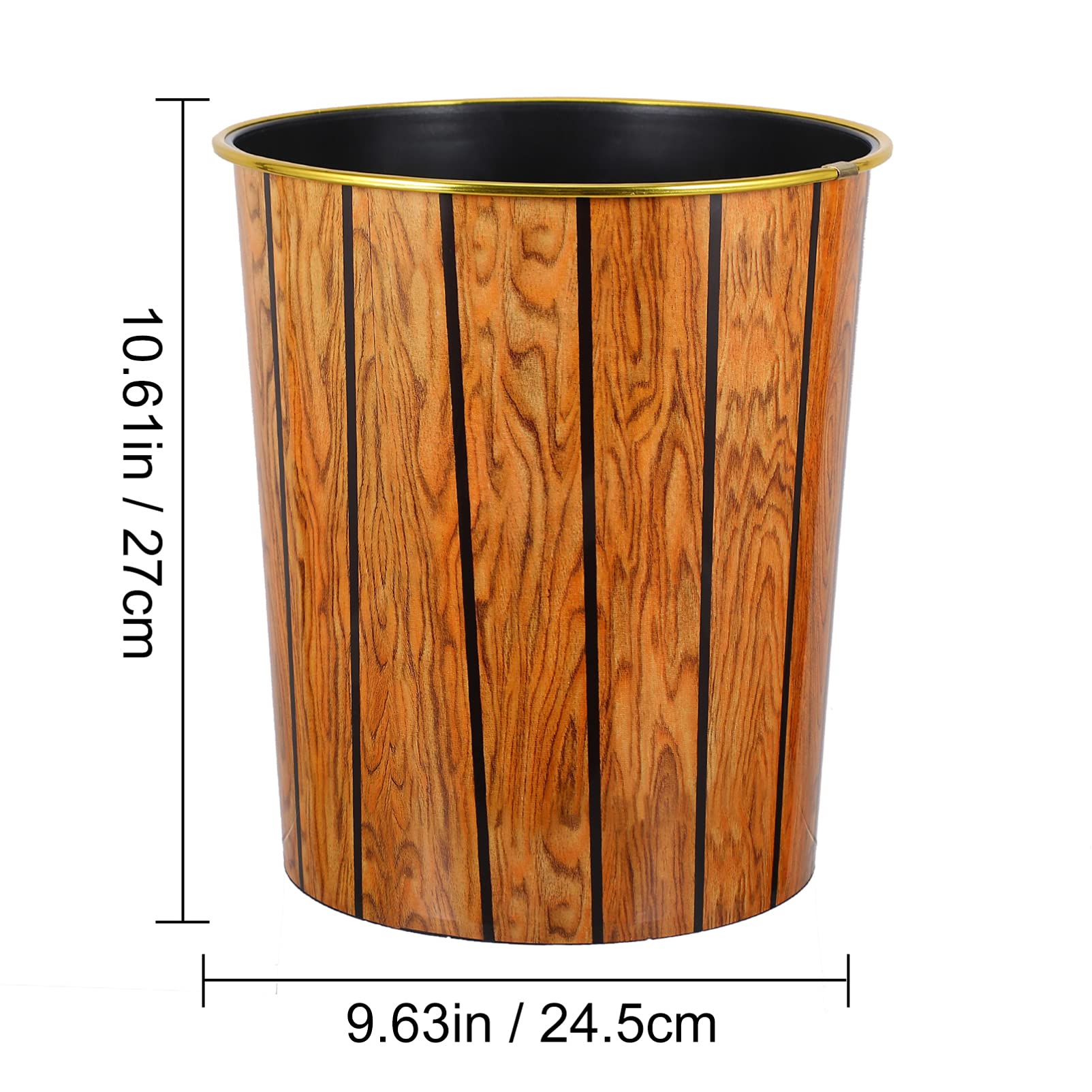 DOITOOL 2-Pack Round Plastic Trash Can - Small Bamboo Design Wastebasket for Bathroom, Kitchen & Office - Durable PP Material Garbage Bin with Wooden Look - Perfect for Home, Office & Commercial Spaces