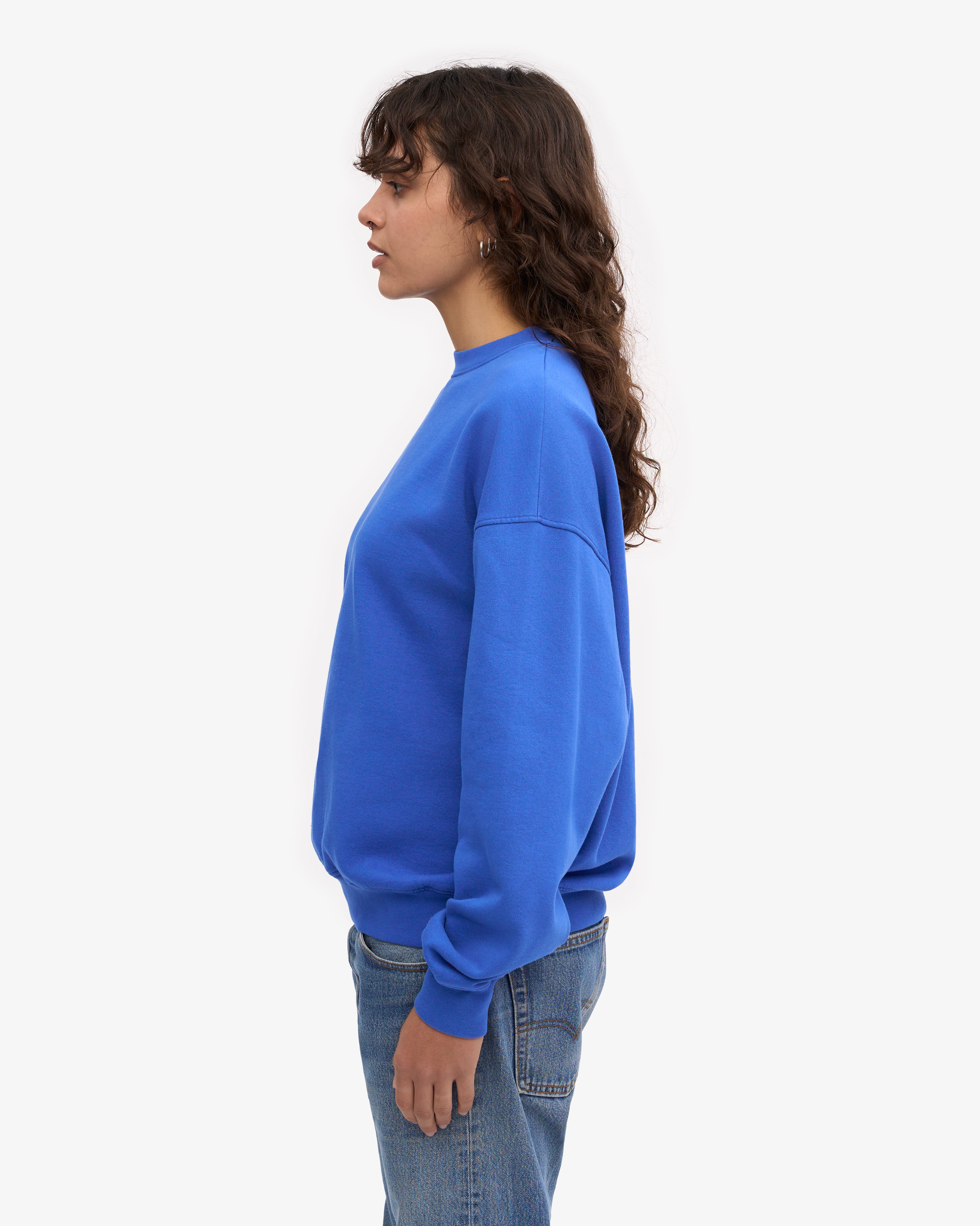 Premium Organic Cotton Oversized Crewneck Sweatshirt - Sapphire Blue | Soft & Comfortable Unisex Pullover for Casual Wear & Loungewear