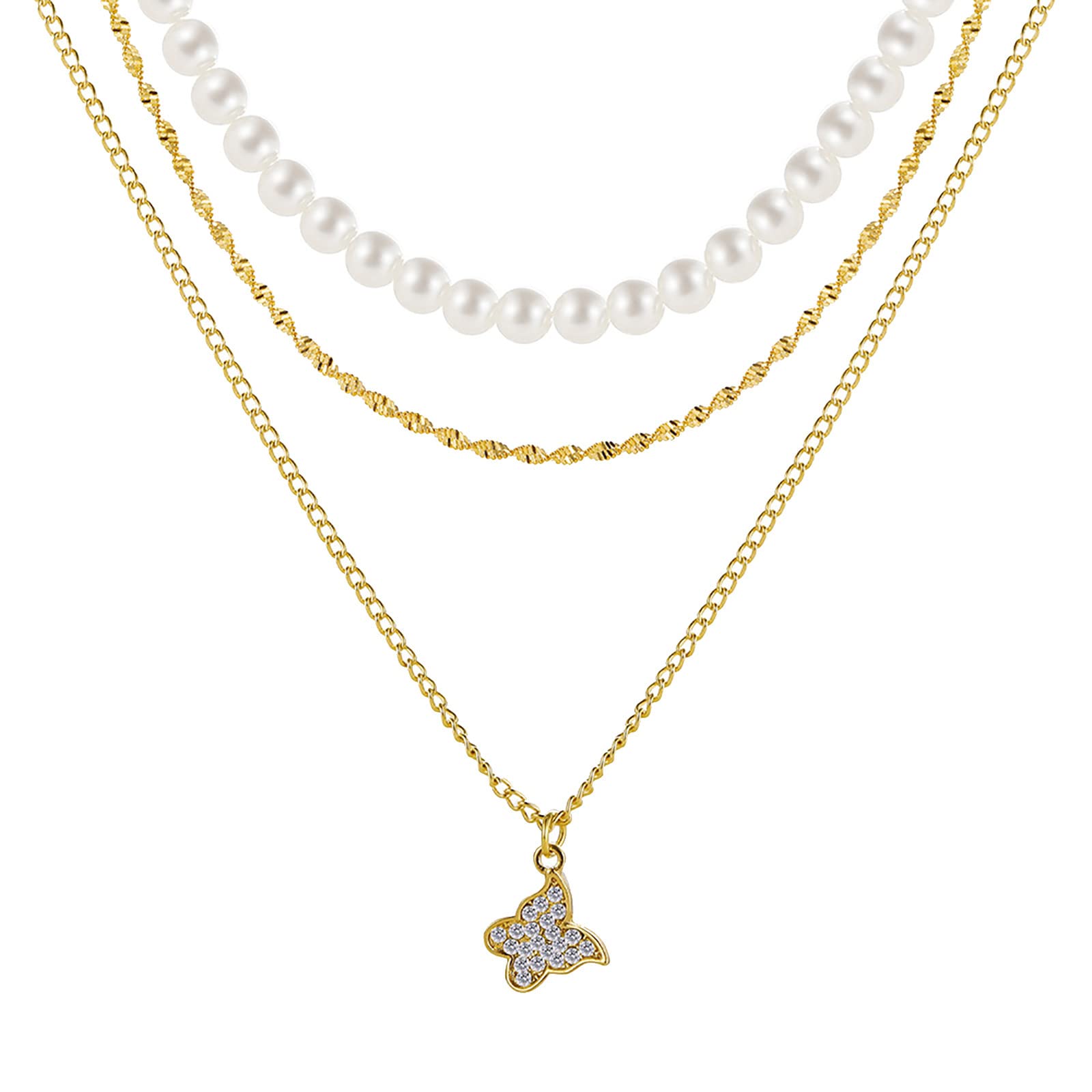 Elegant Butterfly Pearl Necklace for Women - Perfect Gift for Mom & Wife (Gold)