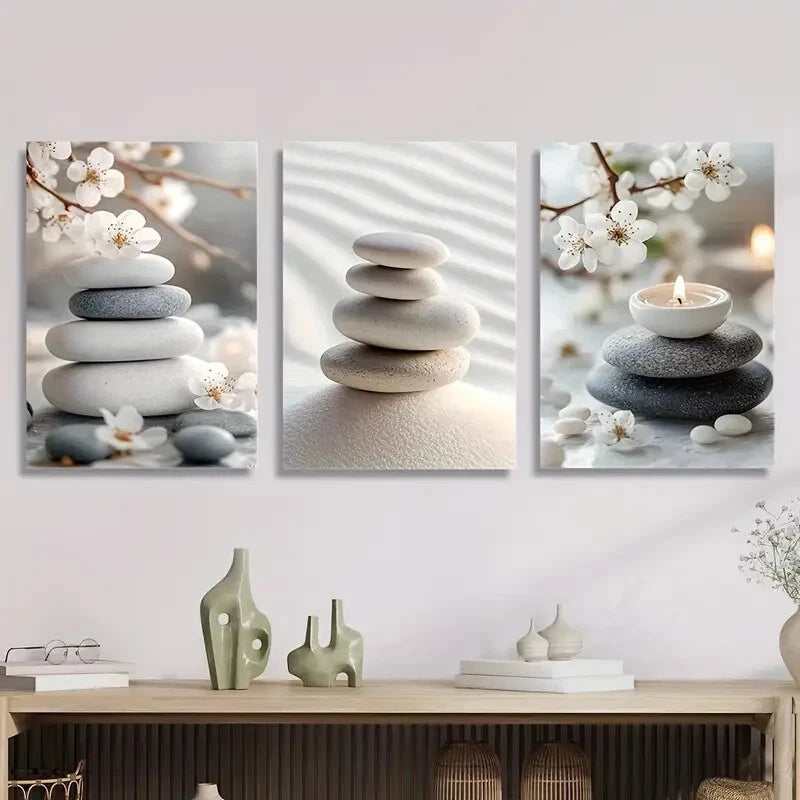 3-Piece Zen Art Metal Print Set - Mind Purifying Yoga Wall Decor Ready to Hang | Perfect for Meditation Rooms, Yoga Studios & Home Office