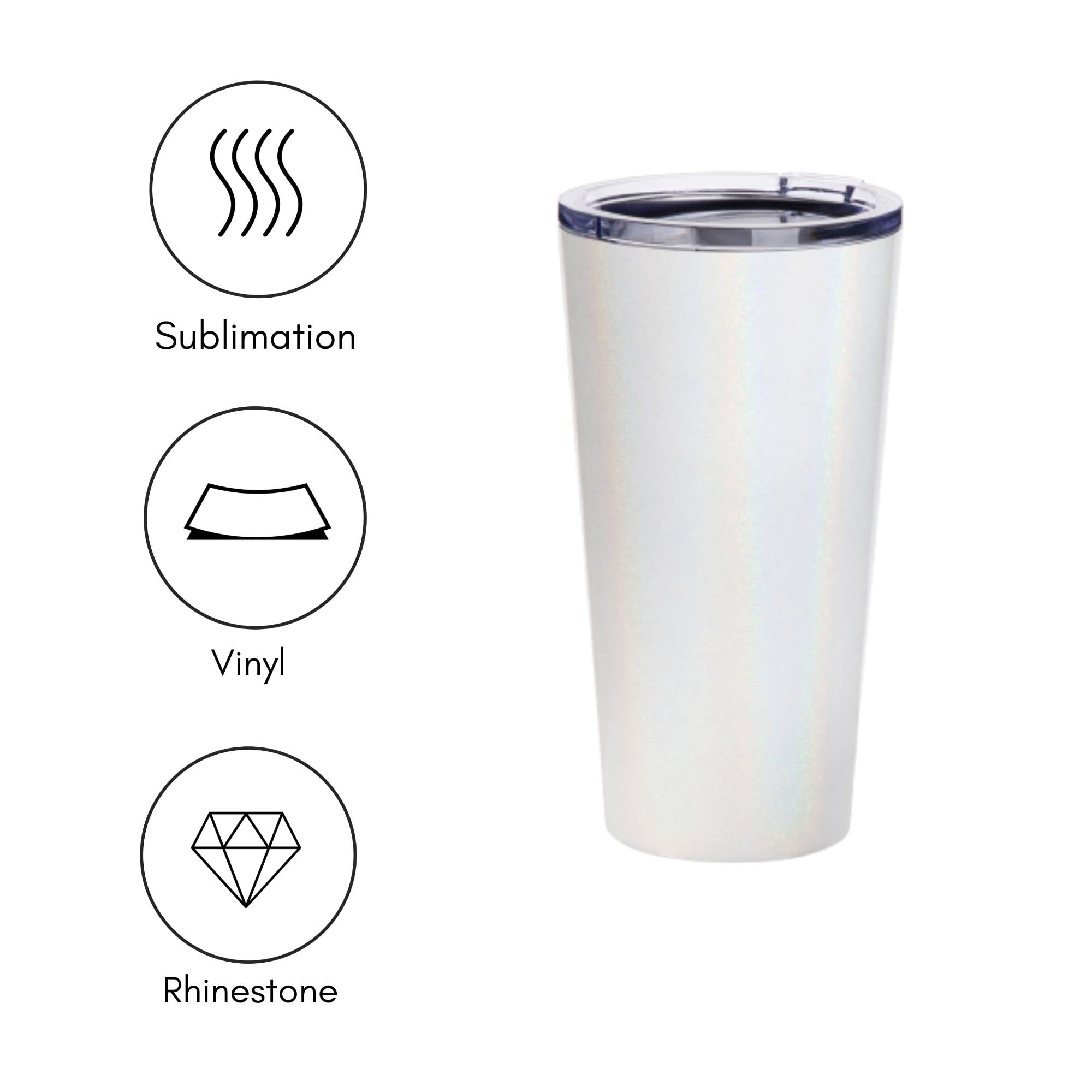 Sparkle Glitter Stainless Steel Sublimation Tumblers 16oz (Set of 4) - White Coffee Cups for DIY Crafting, Perfect for Sublimation Printing, Oven Safe, Great for Gifts, Home & Office Use