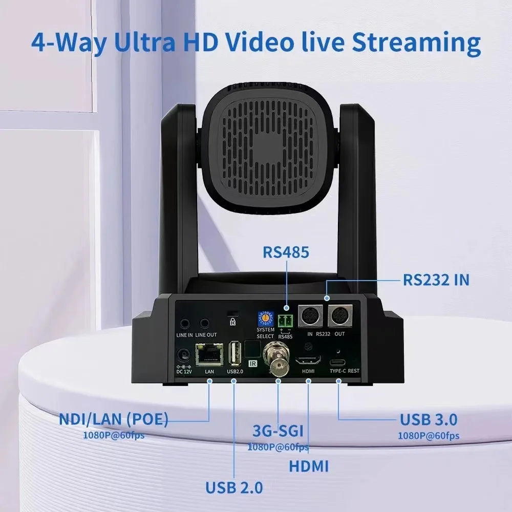 NDI 20X PTZ Camera - Professional 4K Video Conference & Live Streaming Camera with 20X Optical Zoom, Auto Tracking, PoE+ Support for Church, Studio, Classroom & Event Broadcasting