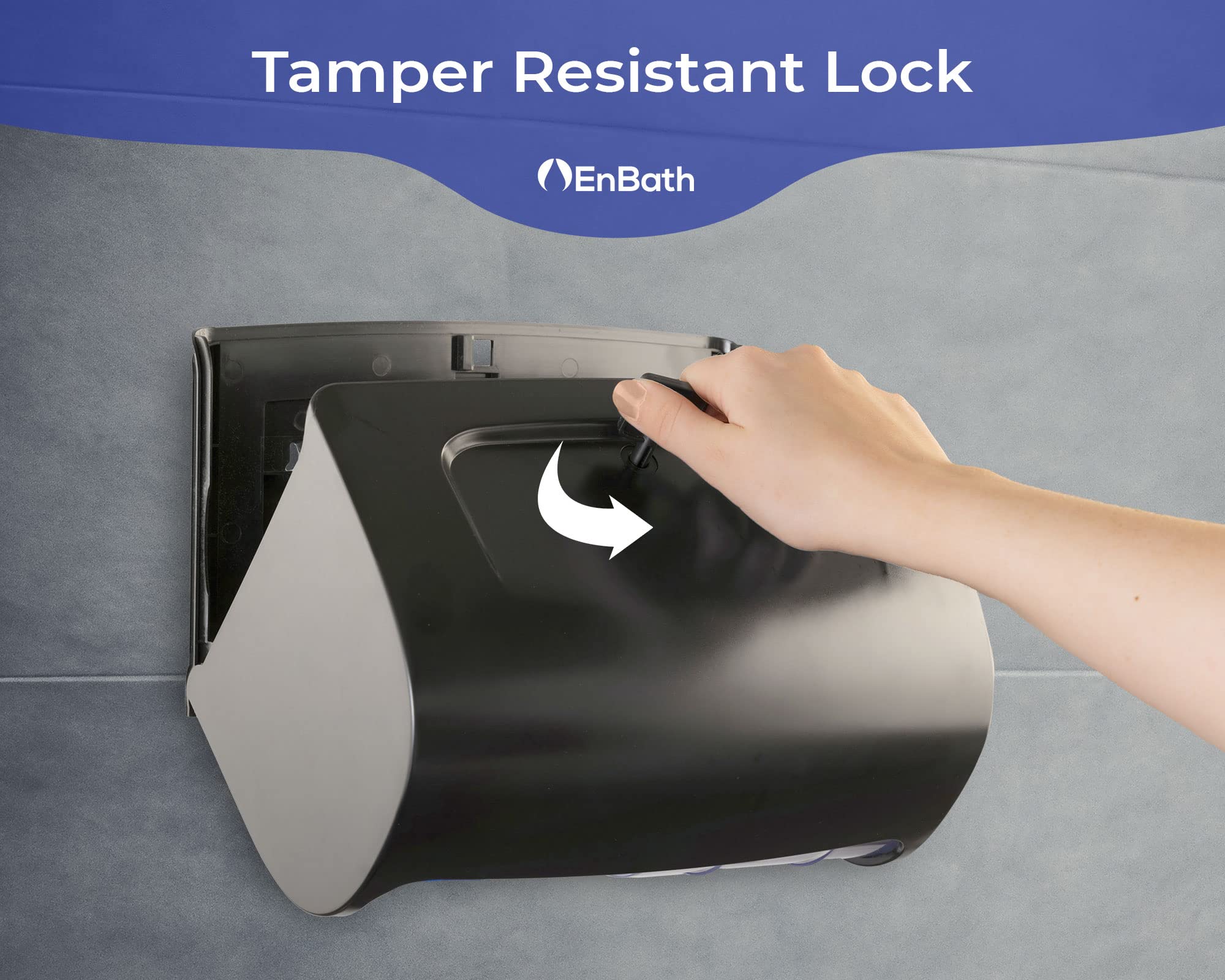 Commercial Double Roll Toilet Paper Dispenser - Wall Mounted 2 Roll Locking Tissue Holder, Compact Side by Side Design (Black) - Perfect for Restrooms, Offices, and High-Traffic Public Spaces