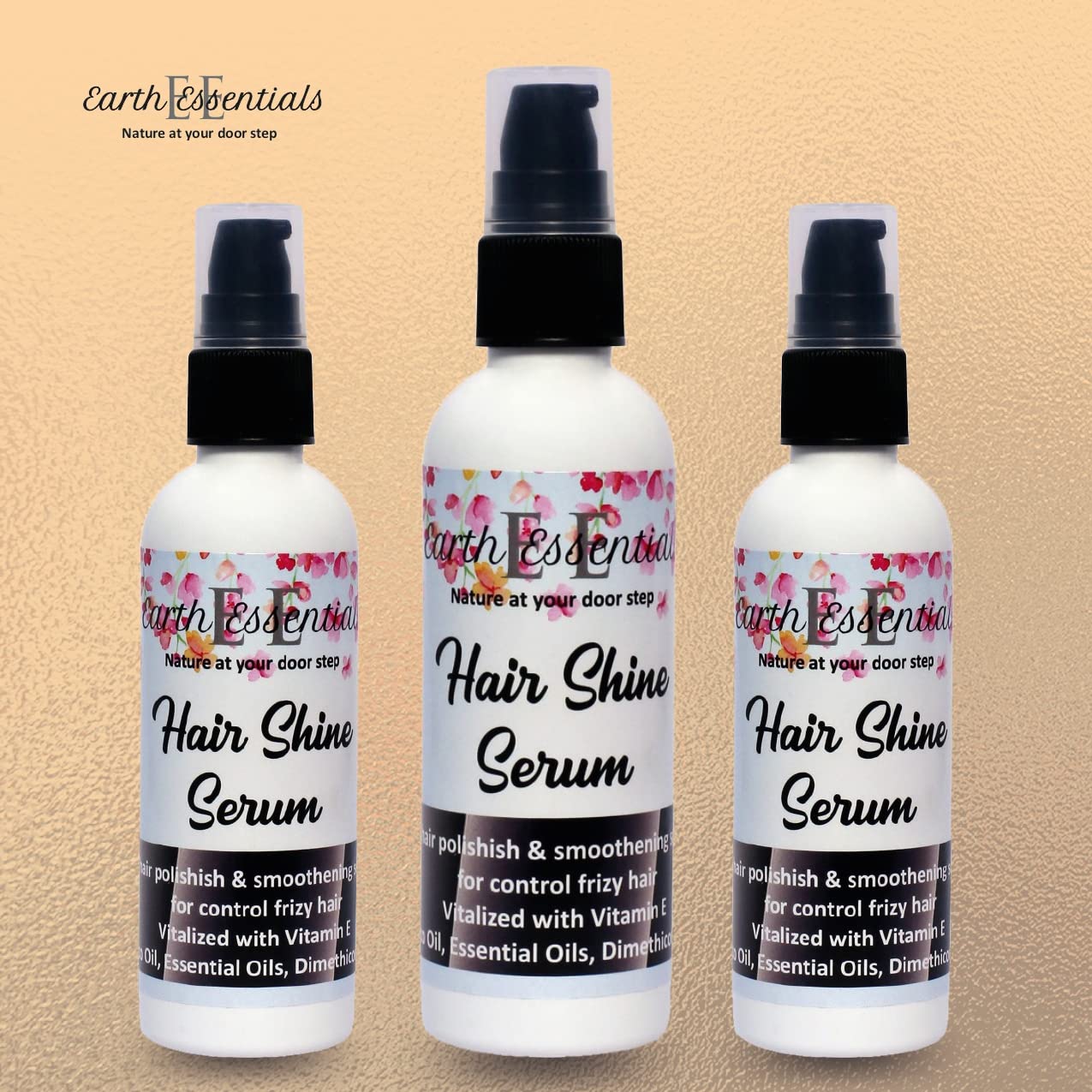 Earth Essentials Hair Shine & Defrizz Serum - Straightening & Softening for Dry Hair (100ml) | Perfect for Frizz Control & Smoothing Styling at Home