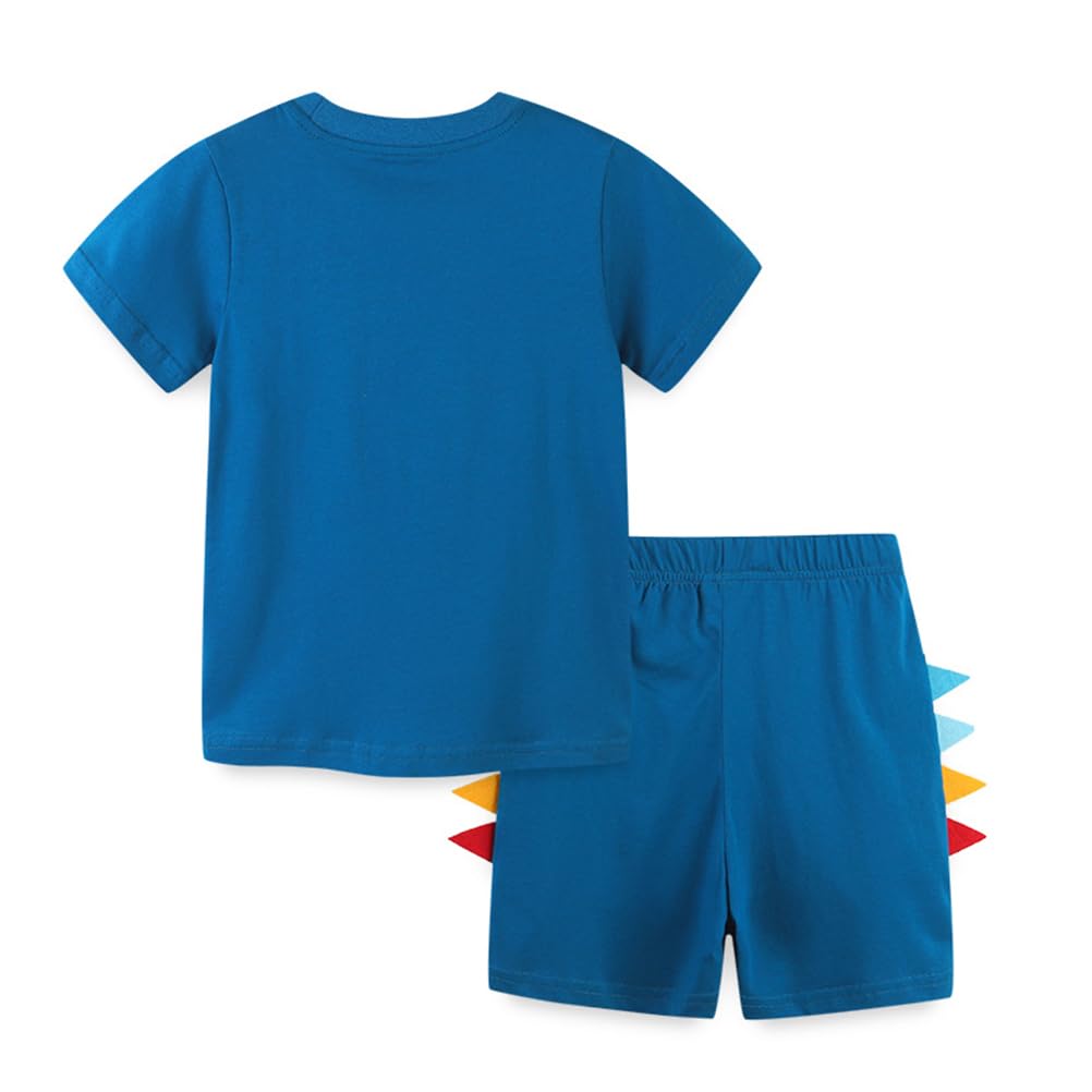 Dinosaur Baby Boy Outfits - 2 Piece Summer Set with Short Sleeve Top & Cute Shorts | Breathable Cotton Toddler Clothes for Newborn to 7 Years | Perfect for Playdates, Daycare & Outdoor Adventures
