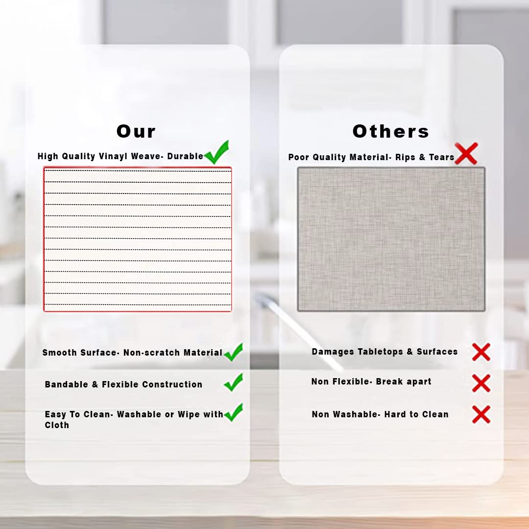 Premium Polyester Silk Dining Table Mats Set of 4 - 45x30cm Heat-Resistant & Easy Clean Table Decor - Elegant White Placemats for Formal Dinners, Holiday Gatherings & Everyday Use