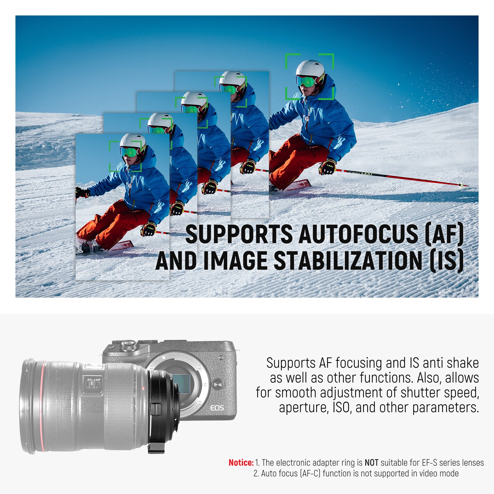 NEEWER EOS EF-M Lens Adapter for Canon EF to EOS M Mount - Compatible with Canon EOS M3/M5/M6/M10/M50/M100 Cameras - Perfect for Photography & Videography