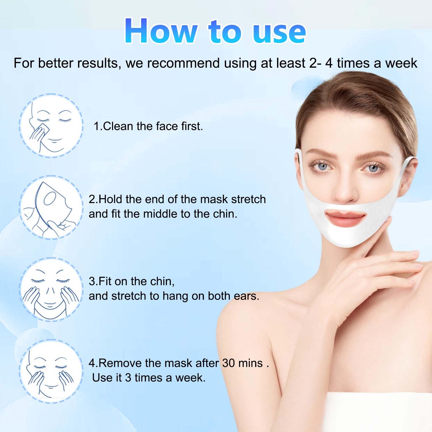 2024 Bloskin Double Chin Mask Reusable - V Line Lifting Face Mask for All Skin Types, Firming & Tightening (5 Pack) | At-Home Facial Treatment & Self-Care Routine