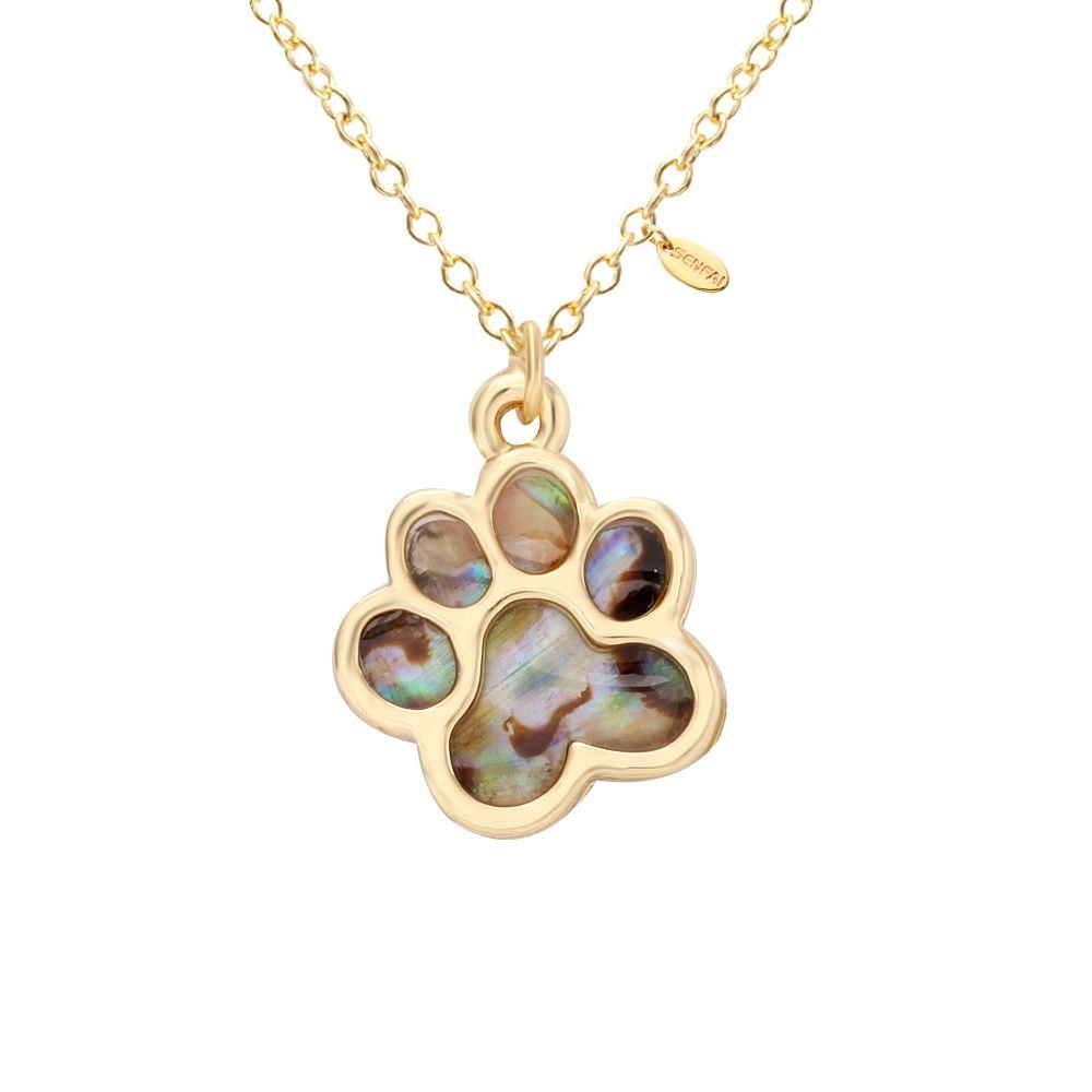 Abalone Paua Shell Paw Charm Pendant Necklace - Couple Matching Jewelry & Unique Souvenir Gift for Beach Lovers, Anniversary & Travel Memories