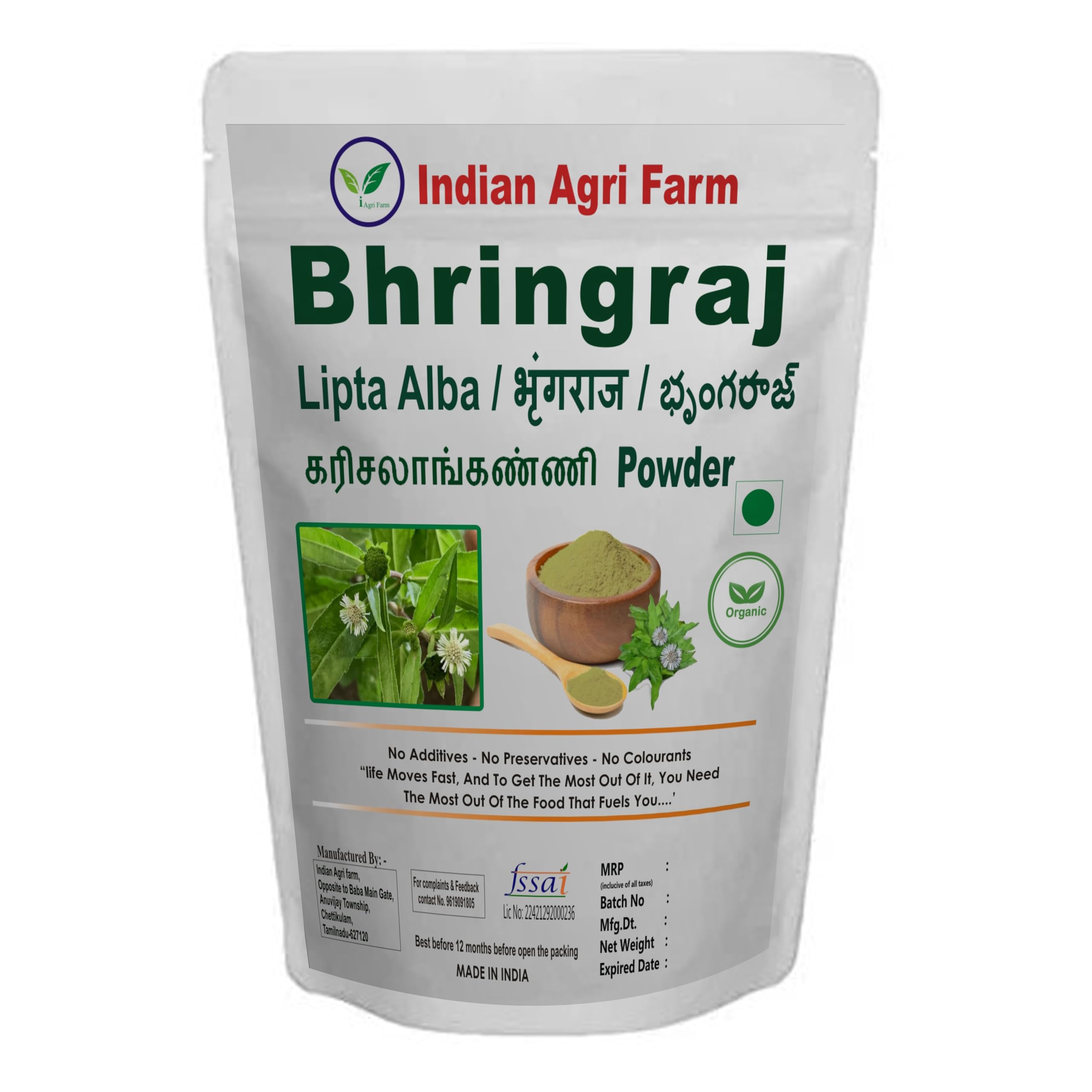 Iagrifarm Bhringraj Powder - 950g | Pure Karisalankanni & Bhringraj Leaves Powder for Hair Growth & Scalp Care | DIY Hair Masks & Ayurvedic Treatments