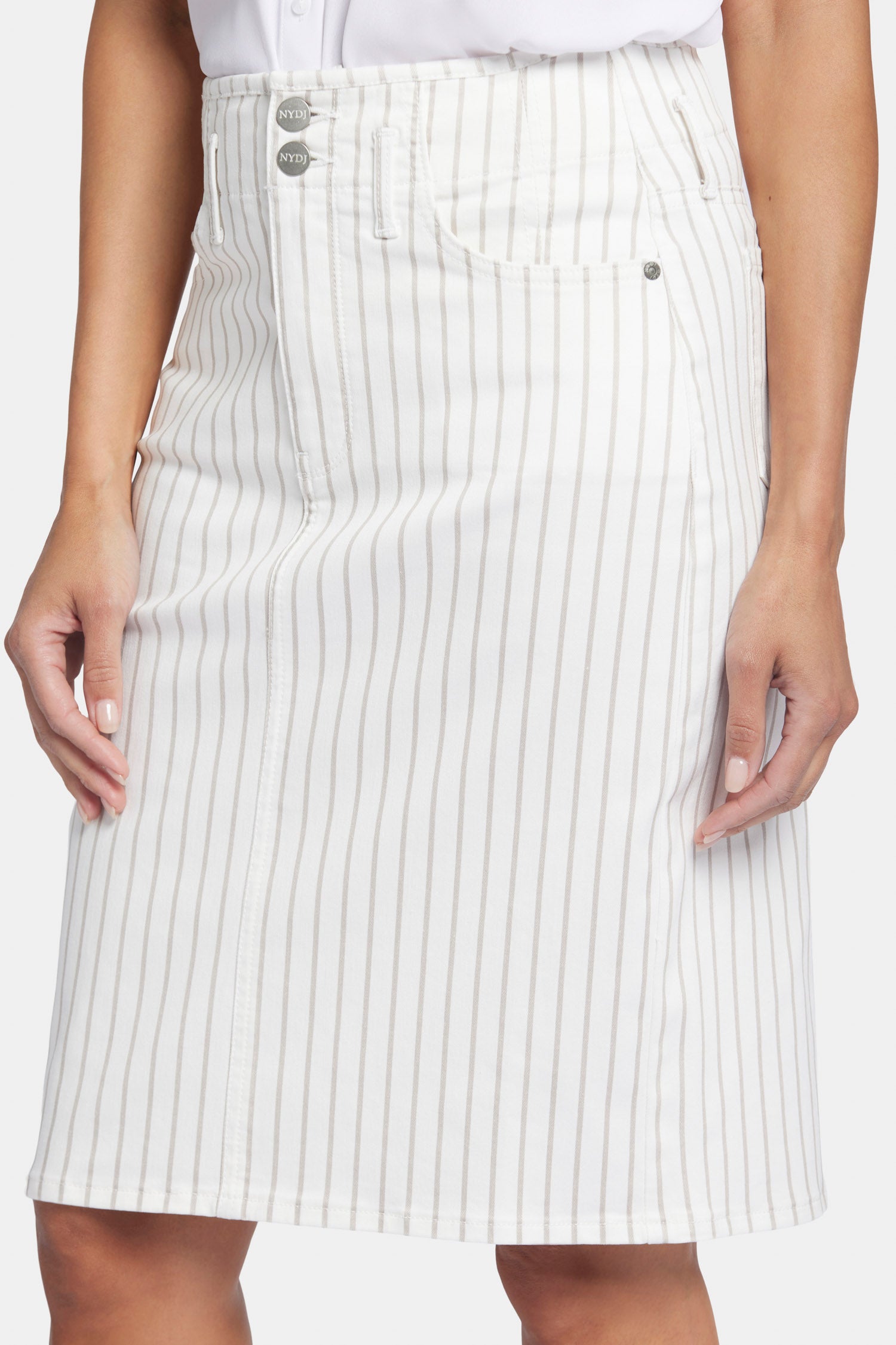 Petite High Waist Skirt with Beach Cruise Stripes - Flirty Summer Skirt for Vacations, Beach Outings & Casual Wear