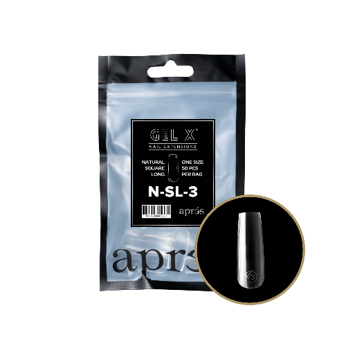 Apres Gel X Refill Tips 2.0 - 50pc Natural Long Square Nail Tips for Professional Manicures - Perfect for Salon, Home DIY & Special Occasion Nail Art