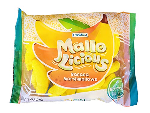 **Banana Flavored Marshmallows 7 Oz - Soft, Creamy & Delicious Mallo-Licious Marshmallow Candy - Perfect for Baking, Snacking & Party Treats**