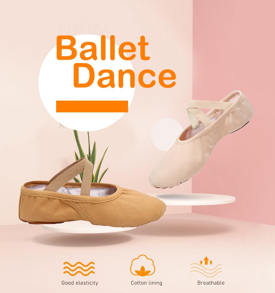 MSMAX Stretch Ballet Slippers for Dance Performance - Comfortable Flats for Toddler, Little Kid, Big Kid & Adult - Perfect for Ballet Class, Recitals & Dance Practice