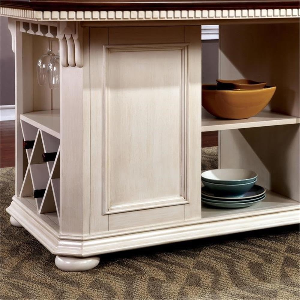 Furniture of America Hendrix 7-Piece Wood Counter Height Dining Table Set in Cherry & White - Perfect for Kitchen, Breakfast Nook, Small Space Dining & Apartment Decor
