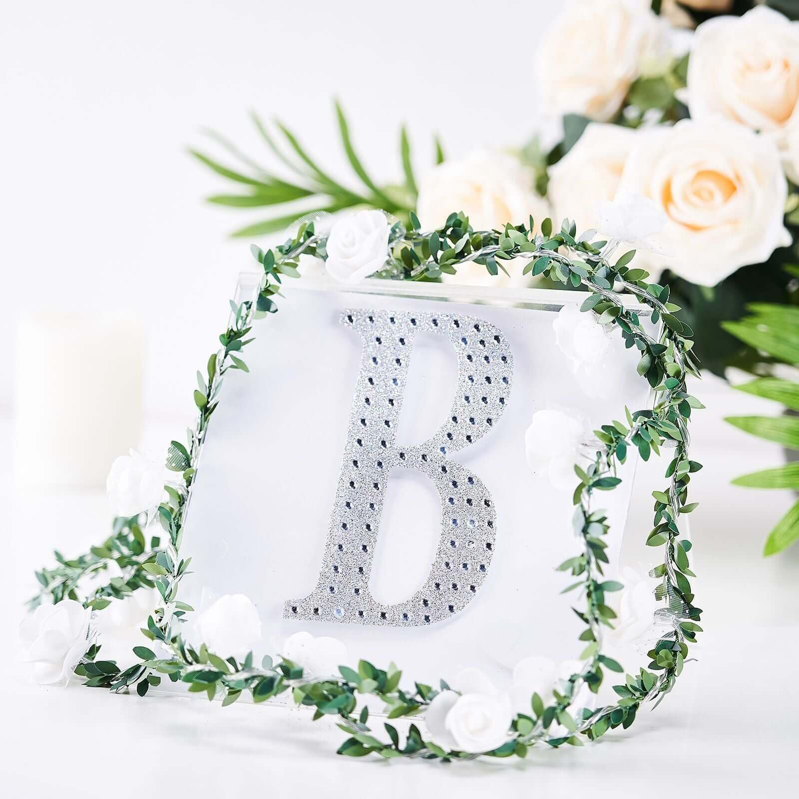 Efavormart 6 Inch Silver Self-Adhesive Rhinestone Letter B Stickers - DIY Crafts, Scrapbooking, Graduation Cap Decor, Wedding & Birthday Party Supplies - Perfect for Home Decor, Gift Wrapping, and Personalized Projects