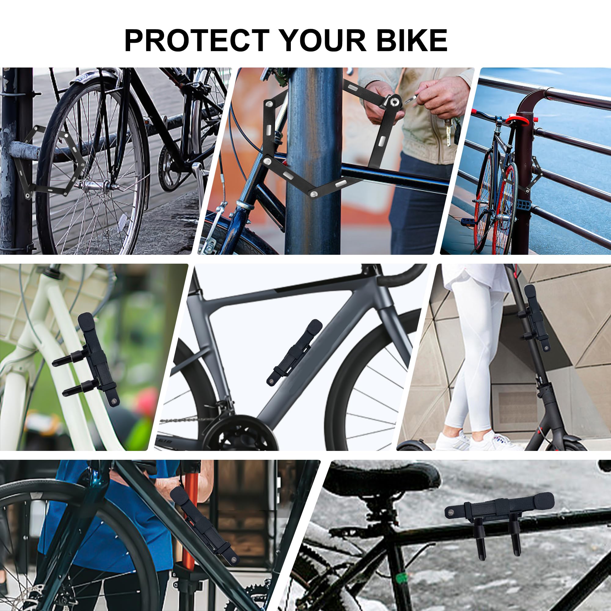 Heavy Duty Folding Bike Lock with Key - Compact High Security Foldable Bicycle Lock for Road Bikes, Mountain Bikes, Ebikes, Motorcycles & Electric Scooters - Perfect for Commuting, Travel & Outdoor Adventures