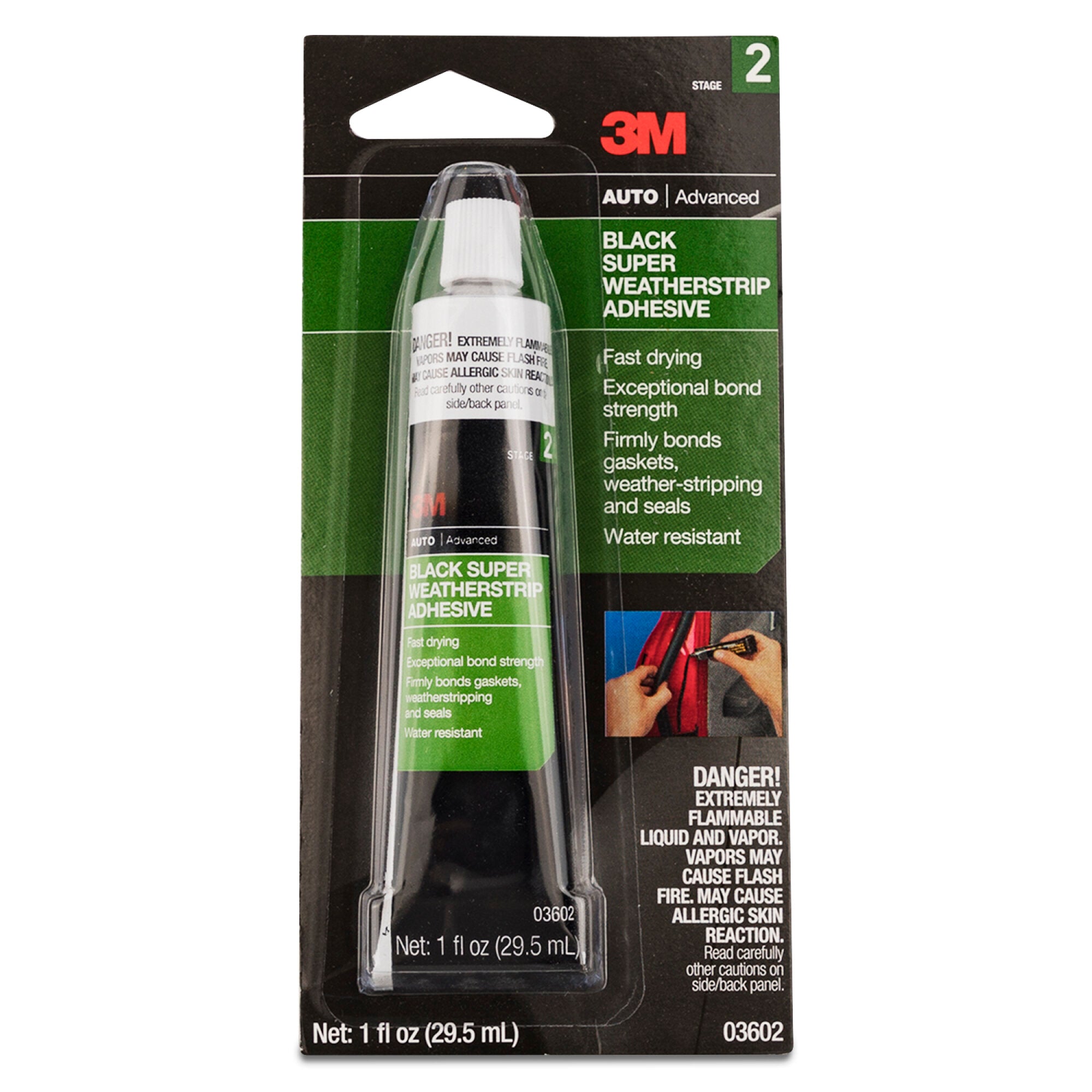 3M Black Super Weatherstrip Adhesive 03602 - 1 oz Tube - Strong Automotive & Home Weather Stripping Glue for Doors, Windows, RV & Marine Sealing