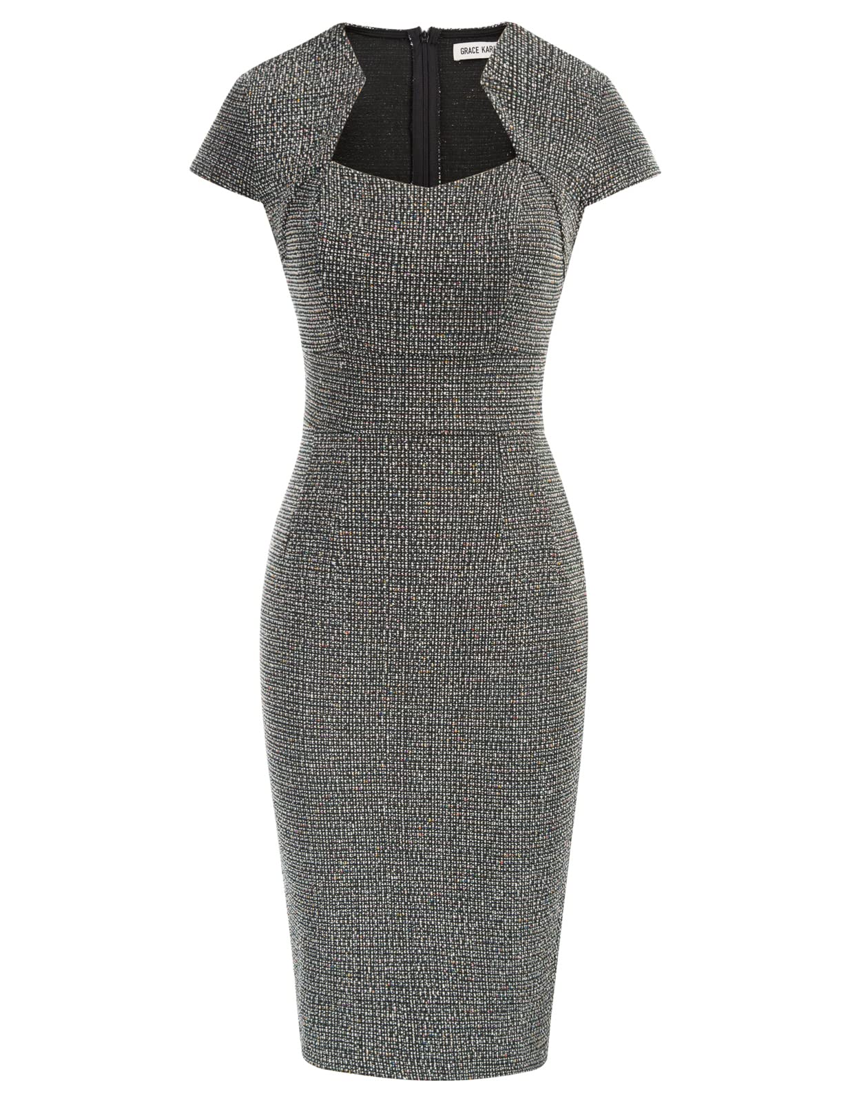 GRACE KARIN Women's Professional Tweed Pencil Dress with Cap Sleeves - Office Work Dress, Business Attire, Cocktail Party & Formal Occasions