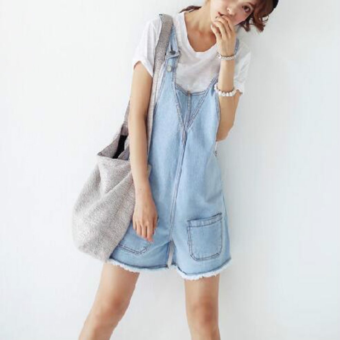 Stylish Women's Denim Overalls Shorts - Classic Jumper Romper for Juniors | Perfect for Casual Outfits, Summer Fashion & Outdoor Activities