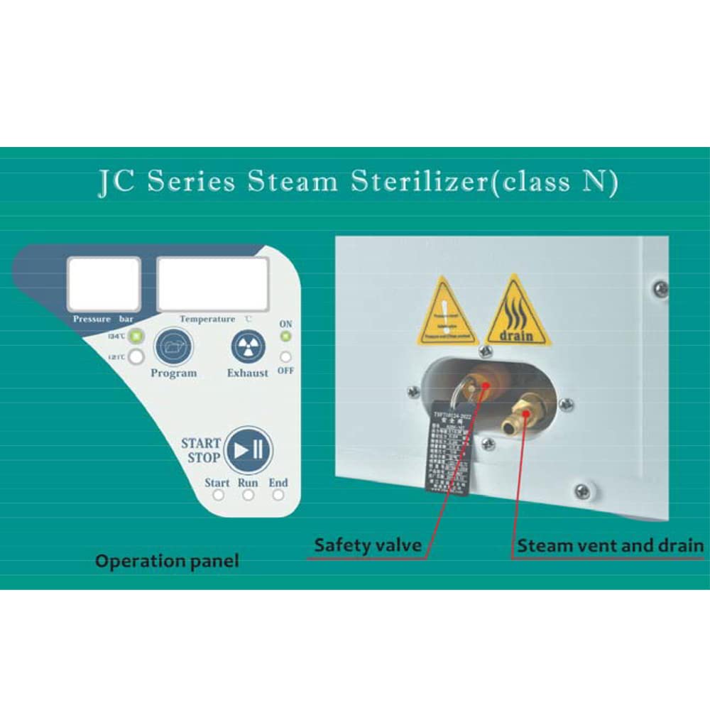 JC-23 Digital LED Screen Automatic Steam Sterilizer - High Temperature Class N Lab Autoclave with Temperature Control & Anti-Dry Burn - Perfect for Medical Equipment, Dental Tools & Laboratory Instrument Sterilization