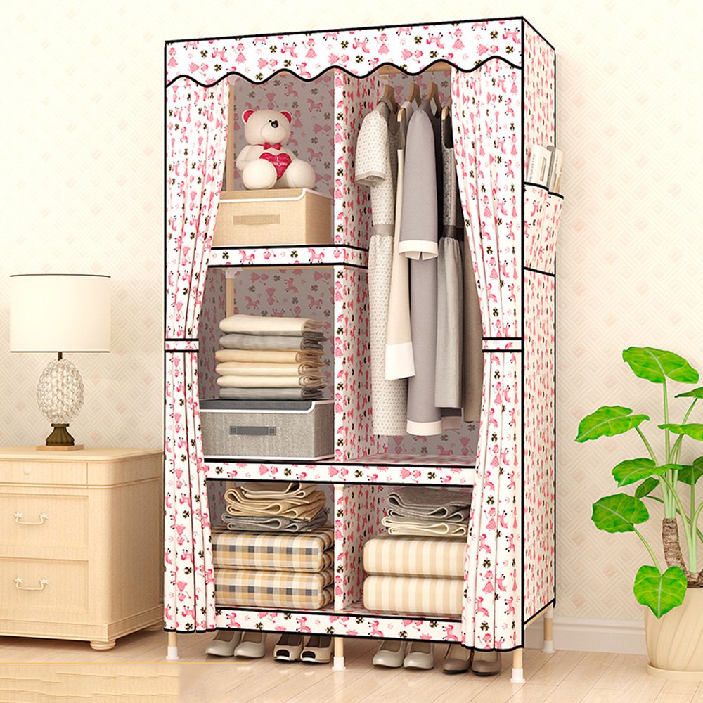 Portable Non-Woven Fabric Wardrobe Closet - Foldable Storage Organizer with Detachable Design (66.34
